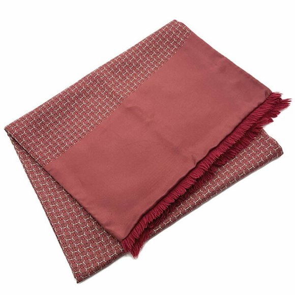 Hermes Stole Reversible Scarf Silk Angora Wine Red HELMES Belt Pattern Nausicaa - Picture 1 of 6